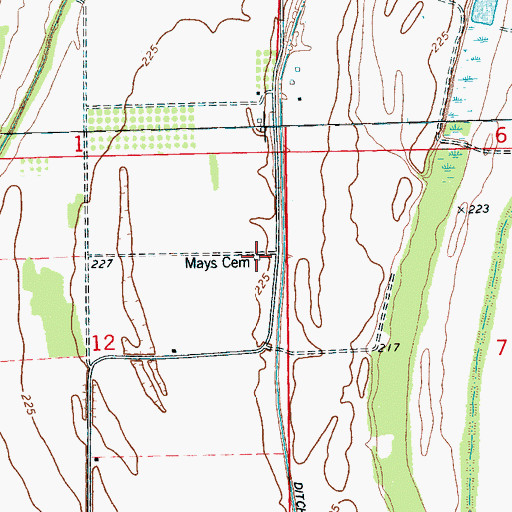 Topographic Map of Mays Cemetery, AR