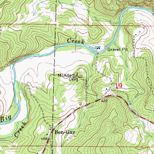 Topographic Map of McAdams Cemetery, AR