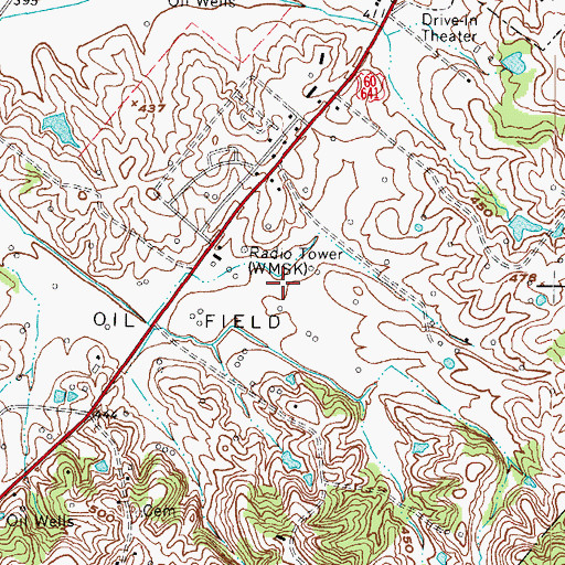 Topographic Map of WMSK-FM (Morganfield), KY