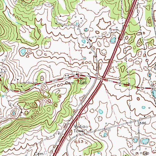 Topographic Map of WLOC-FM (Munfordville), KY
