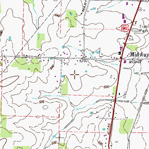 Topographic Map of WBLN-FM (Murray), KY