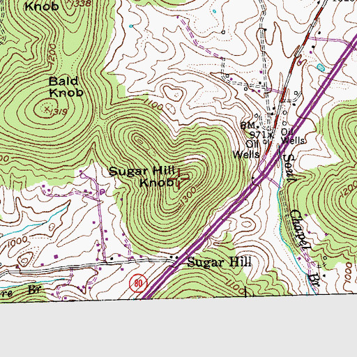 Topographic Map of WTHL-FM (Somerset), KY