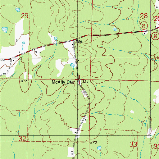 Topographic Map of McAlly Cemetery, AR