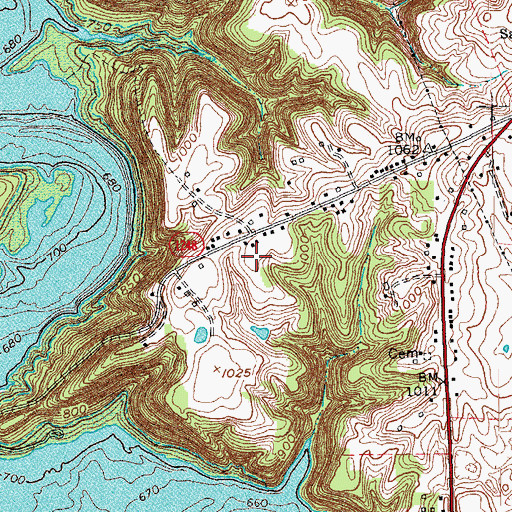 Topographic Map of WLLK-FM (Somerset), KY