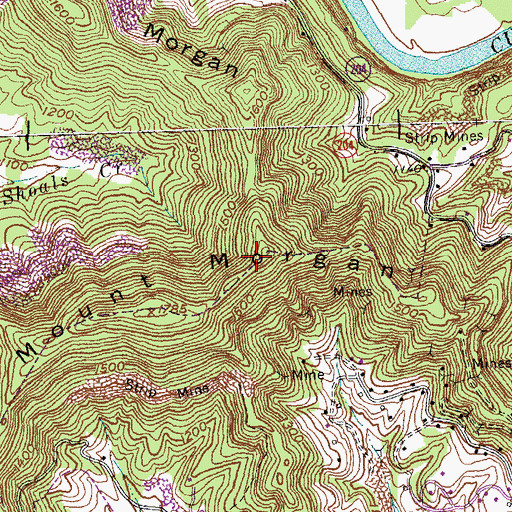 Topographic Map of WEZJ-FM (Williamsburg), KY