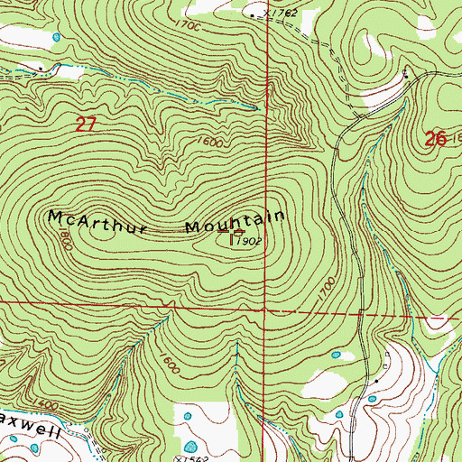 Topographic Map of McArthur Mountain, AR