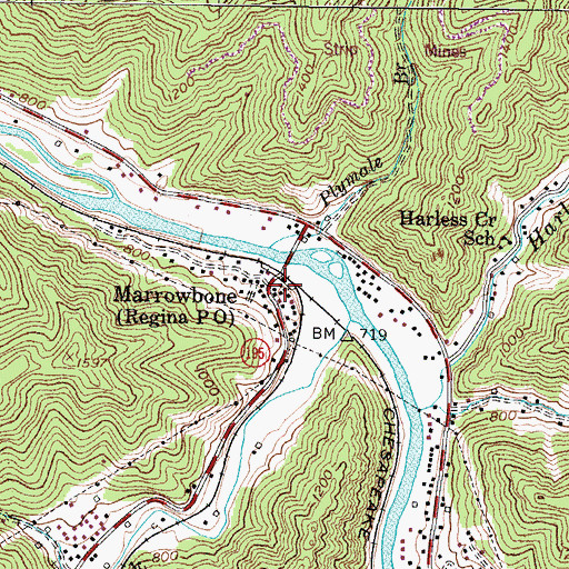 Topographic Map of Marrowbone - Regina Post Office, KY