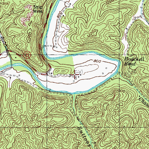 Topographic Map of Houchell Bend School, KY