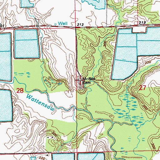 Topographic Map of McBee Cemetery, AR