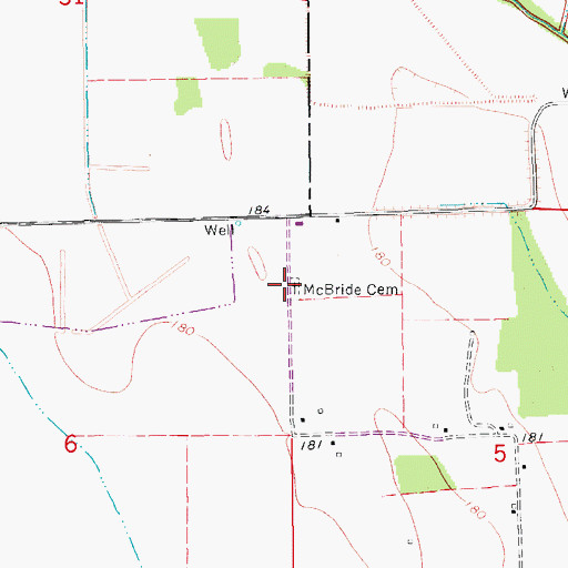 Topographic Map of McBride Cemetery, AR