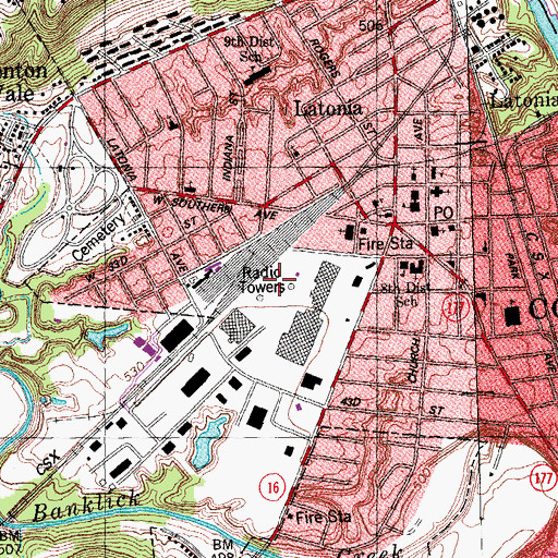 Topographic Map of WCVG-AM (Covington), KY