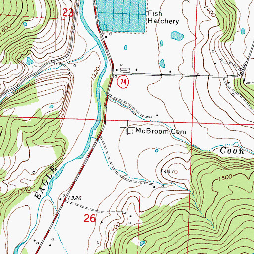 Topographic Map of McBroom Cemetery, AR