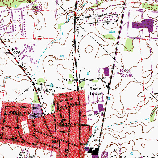 Topographic Map of WFKN-AM (Franklin), KY