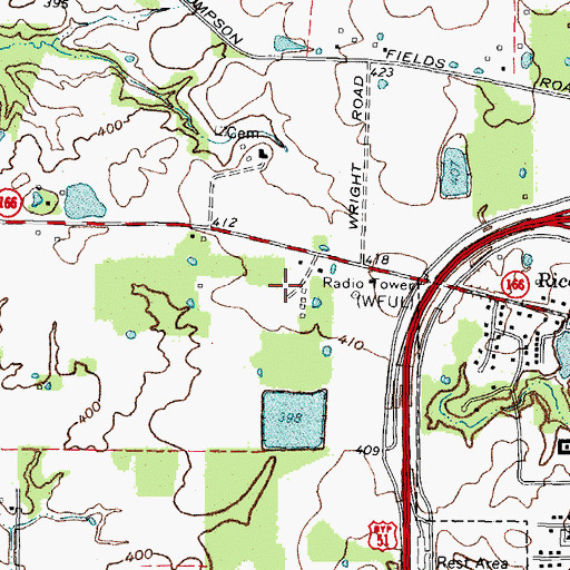 Topographic Map of WKZT-AM (Fulton), KY