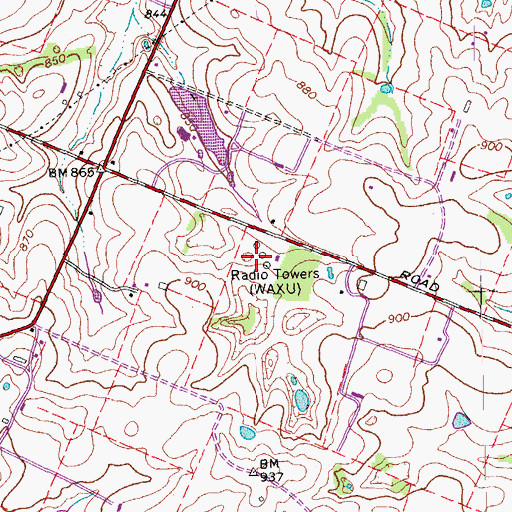 Topographic Map of WAXU-AM (Georgetown), KY