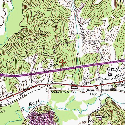 Topographic Map of WKYZ-AM (Gray), KY