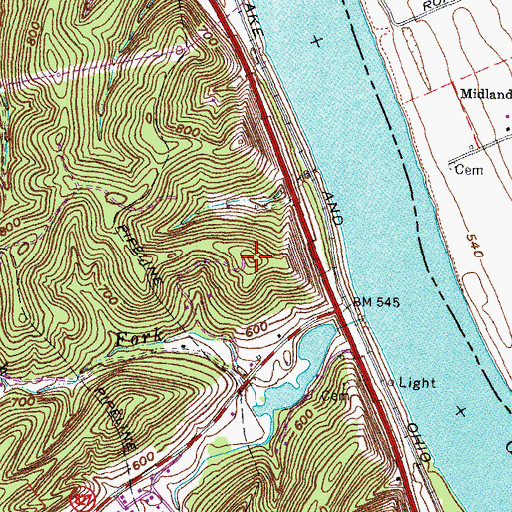 Topographic Map of WLGC-AM (Greenup), KY