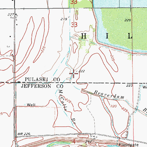 Topographic Map of McCalls Branch, AR