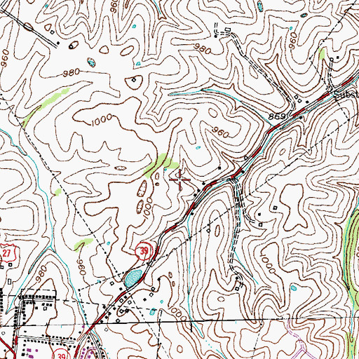 Topographic Map of WKYY-AM (Lancaster), KY