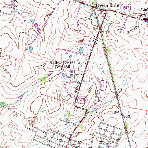 Topographic Map of WLXG-AM (Lexington), KY