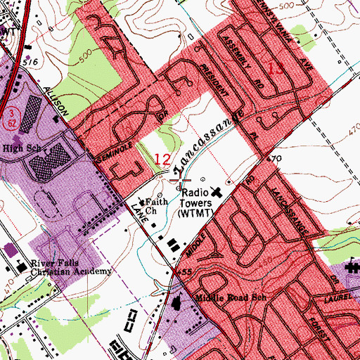 Topographic Map of WTMT-AM (Louisville), KY