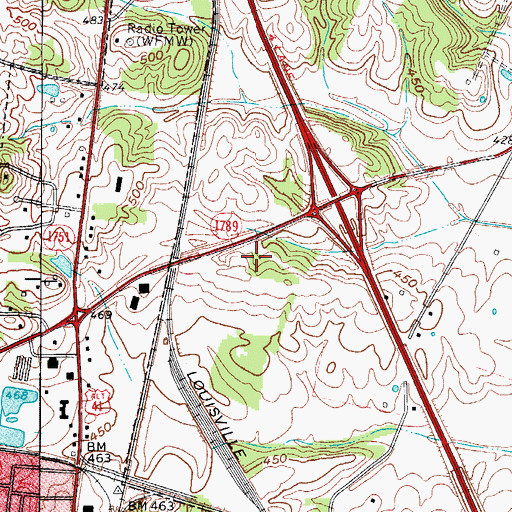 Topographic Map of WFMW-AM (Madisonville), KY