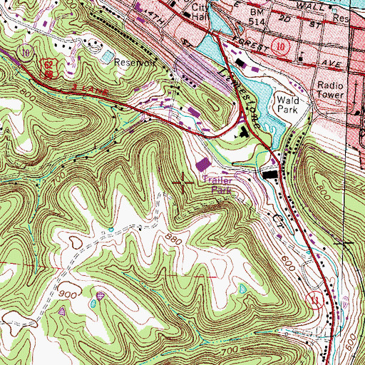Topographic Map of WFTM-AM (Maysville), KY