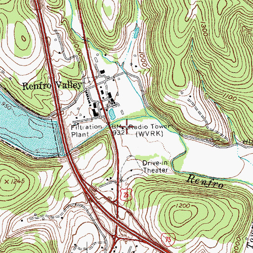 Topographic Map of WRVK-AM (Mount Vernon), KY
