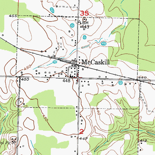 Topographic Map of McCaskill, AR