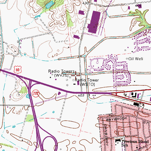 Topographic Map of WVJS-AM (Owensboro), KY