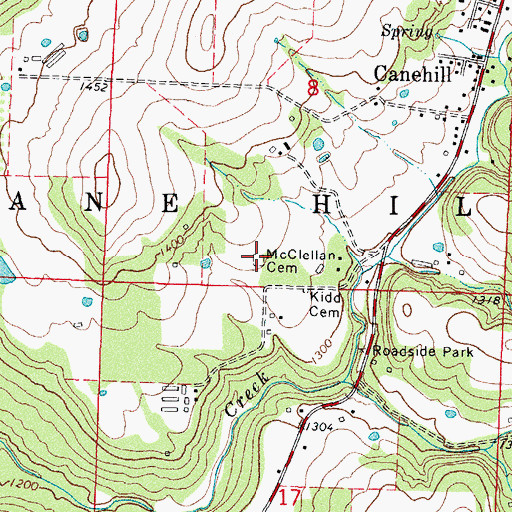 Topographic Map of McClellan Cemetery, AR