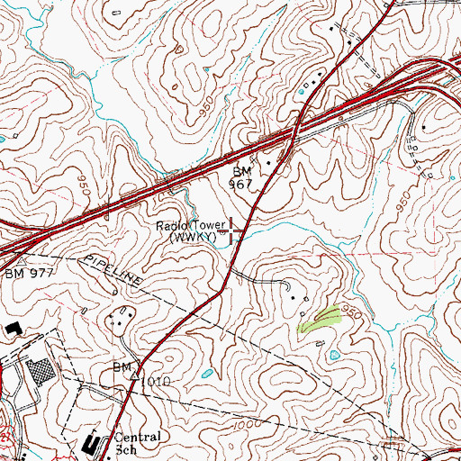 Topographic Map of WHRS-AM (Winchester), KY