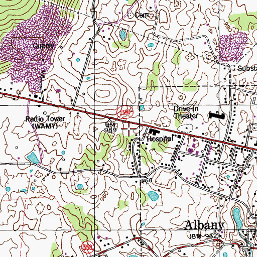Topographic Map of WANY-FM (Albany), KY