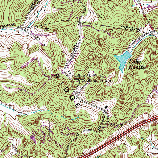 Topographic Map of WRVC-FM (Ashland), KY