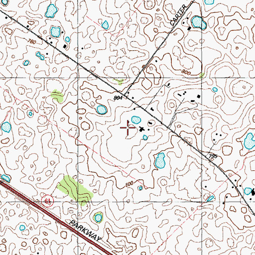 Topographic Map of WRZI-FM (Buffalo), KY