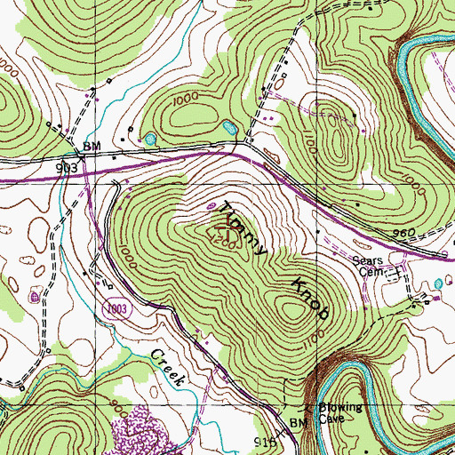 Topographic Map of WJDJ-FM (Burnside), KY
