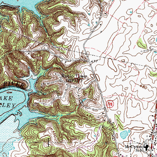 Topographic Map of WBZD-FM (Cadiz), KY