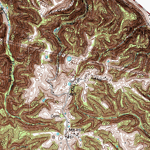 Topographic Map of WIKI-FM (Carrollton), KY