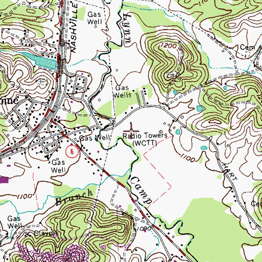 Topographic Map of WCTT-FM (Corbin), KY