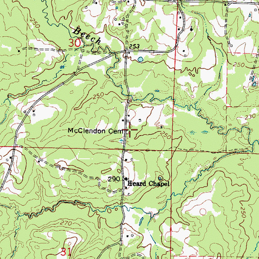 Topographic Map of McClendon Cemetery, AR