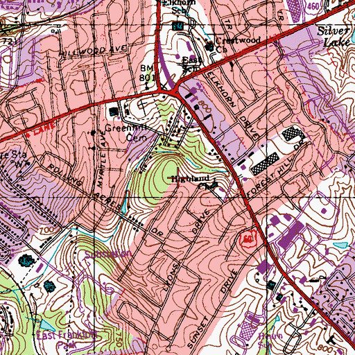 Topographic Map of WVBA-FM (Frankfort), KY