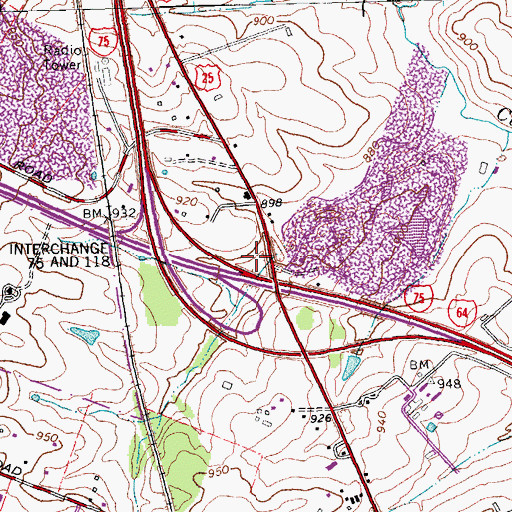 Topographic Map of WTKT-FM (Georgetown), KY