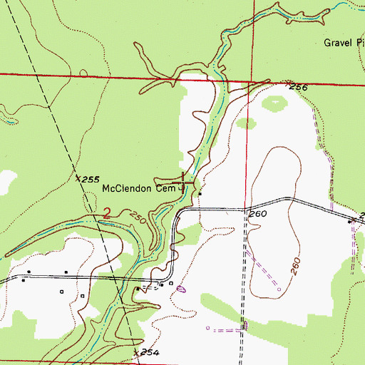 Topographic Map of McClendon Cemetery, AR