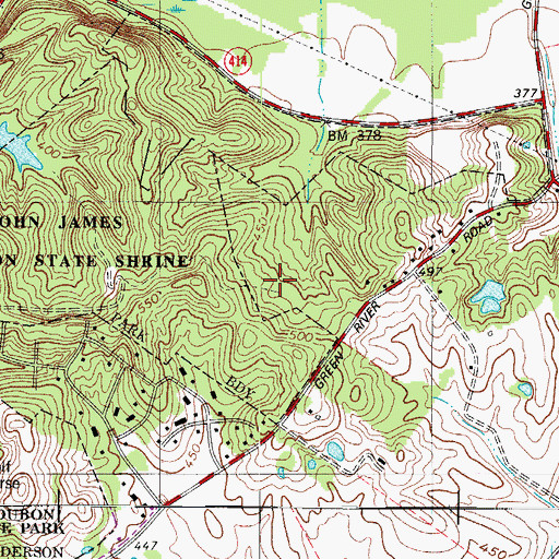 Topographic Map of WKDQ-FM (Henderson), KY