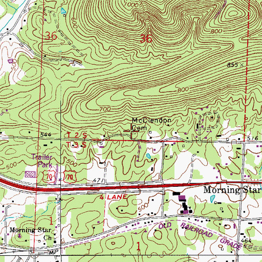 Topographic Map of McClendon Cemetery, AR