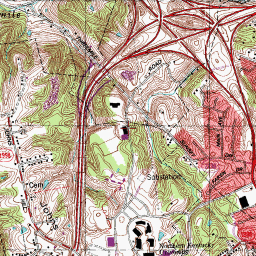 Topographic Map of WNKU-FM (Highland Heights), KY