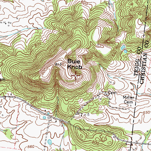 Topographic Map of WZZF-FM (Hopkinsville), KY