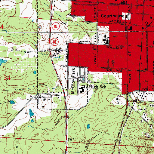 Topographic Map of McCloy Park, AR