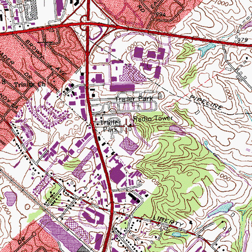 Topographic Map of WKQQ-FM (Lexington), KY