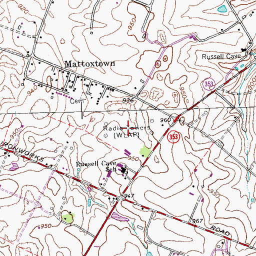 Topographic Map of WLAP-FM (Lexington), KY